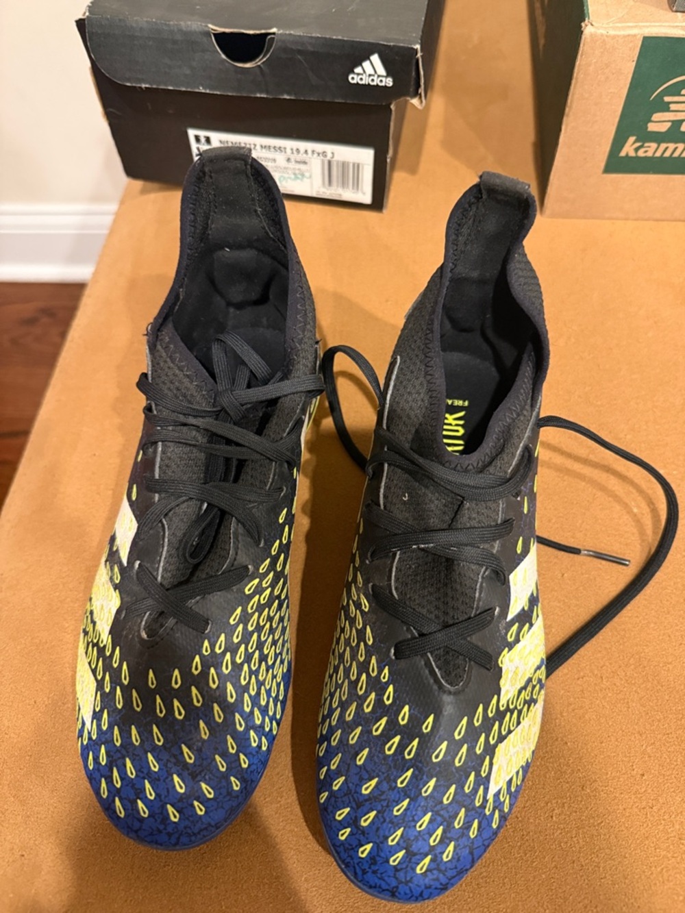 adidas predator Kids Black Blue Neon Yellow Soccer Cleats